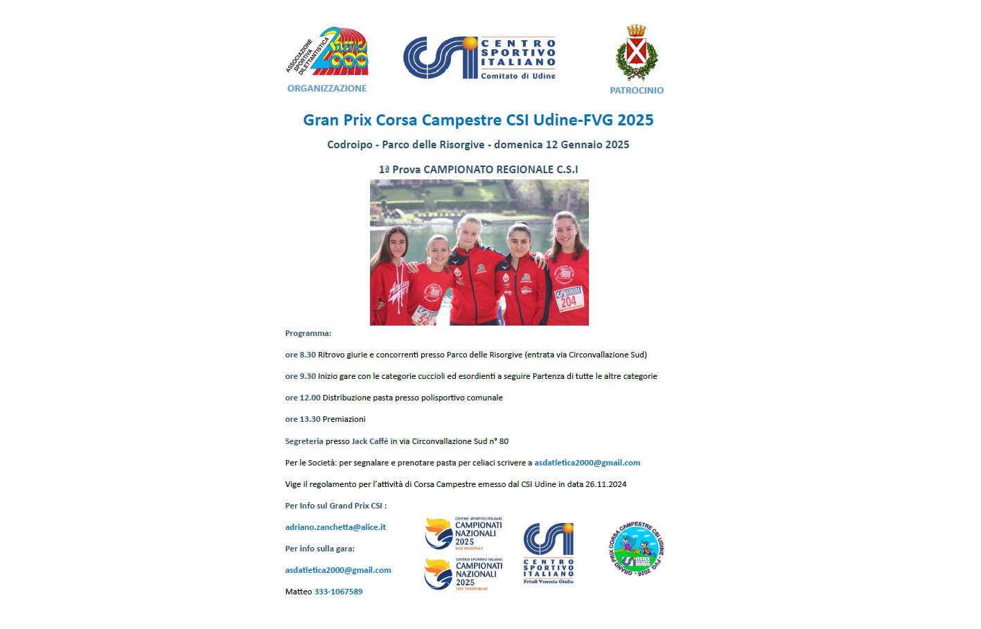 Scopri di più sull'articolo Domenica 12 gennaio a Codroipo la 1^ Campestre del CSI UDINE-FVG